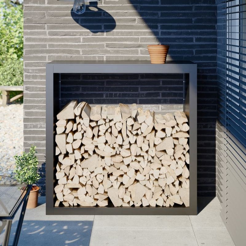 Casa si Gradina - Termice - Sobe, Seminee si accesorii - Accesorii seminee si sobe - Rastel pentru lemne de foc, antracit, 100x40x100 cm, otel - Infinity.ro