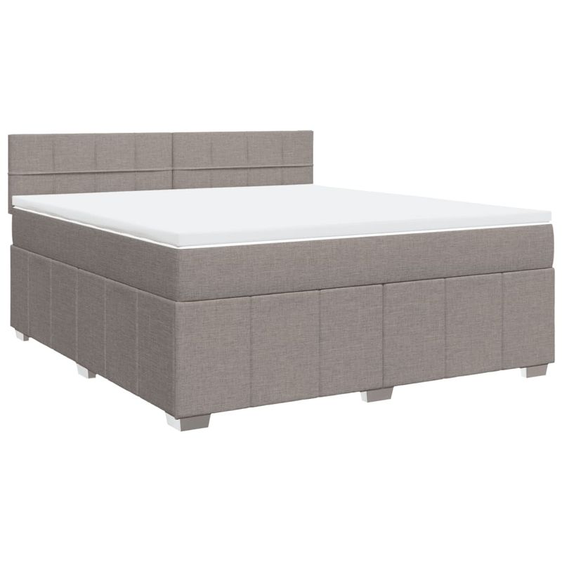 Casa si Gradina - Mobilier - Paturi si accesorii - Paturi - Pat continental cu saltea, gri taupe, 180x200 cm, textil - Infinity.ro