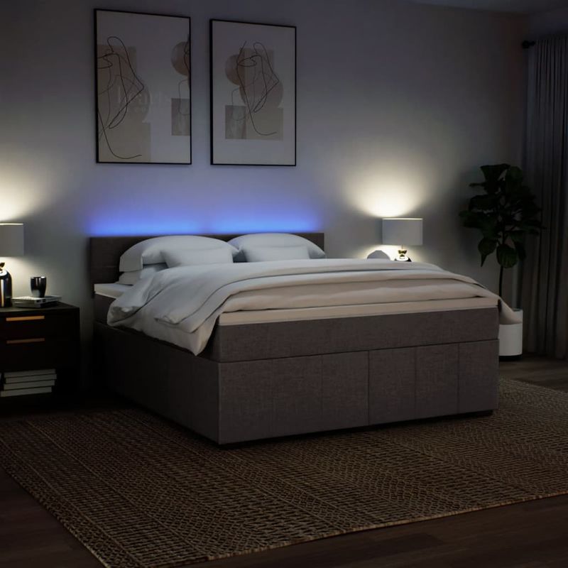 Casa si Gradina - Mobilier - Paturi si accesorii - Paturi - Pat continental cu saltea, gri taupe, 180x200 cm, textil - Infinity.ro