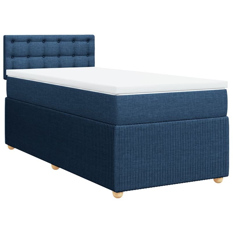 Casa si Gradina - Mobilier - Paturi si accesorii - Paturi - Pat box spring cu saltea, albastru, 90x200 cm, textil - Infinity.ro