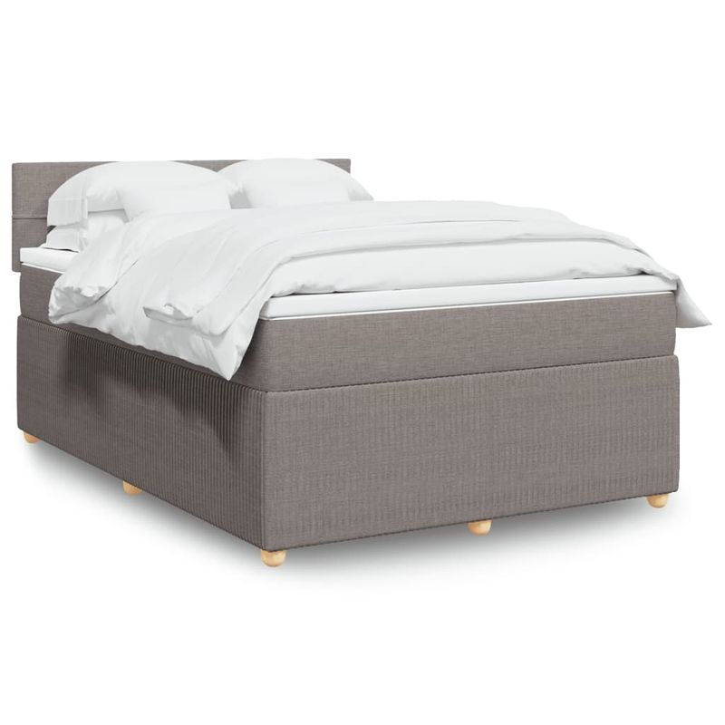Casa si Gradina - Mobilier - Paturi si accesorii - Paturi - Pat box spring cu saltea, gri taupe, 160x200 cm material textil - Infinity.ro