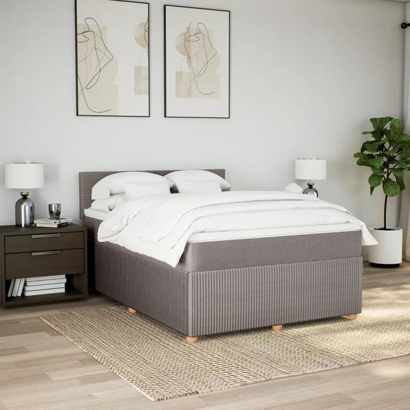 Casa si Gradina - Mobilier - Paturi si accesorii - Paturi - Pat box spring cu saltea, gri taupe, 160x200 cm material textil - Infinity.ro