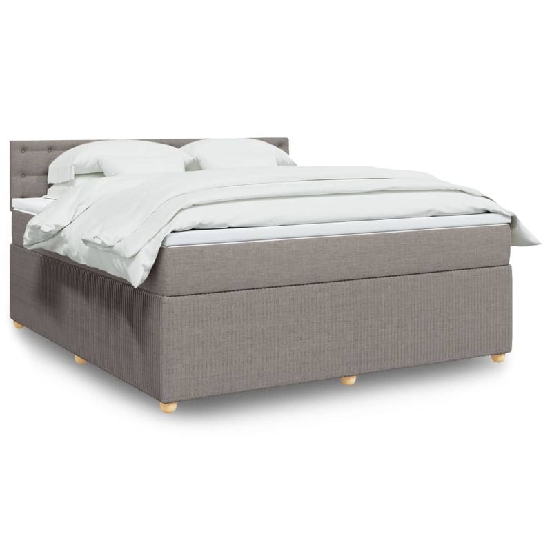 Casa si Gradina - Mobilier - Paturi si accesorii - Paturi - Pat continental cu saltea, gri taupe, 180x200 cm, textil - Infinity.ro