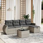 Casa si Gradina - Gradina si terasa - Mobilier exterior - Seturi mobila gradina - Set canapele de gradina cu perne, 6 piese gri deschis poliratan - Infinity.ro