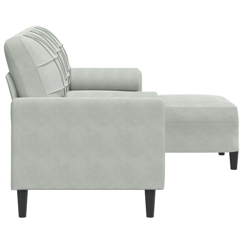Casa si Gradina - Mobilier - Canapele si coltare - Canapele - Canapea cu 3 locuri si taburet, gri deschis, 180 cm, catifea - Infinity.ro