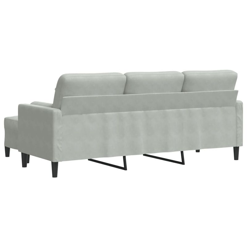 Casa si Gradina - Mobilier - Canapele si coltare - Canapele - Canapea cu 3 locuri si taburet, gri deschis, 180 cm, catifea - Infinity.ro