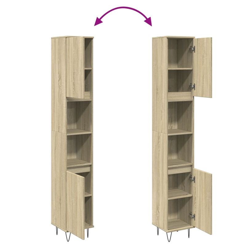 Casa si Gradina - Mobilier - Mobilier baie - Comode baie - Dulap de baie, stejar sonoma, 30x30x190 cm, lemn prelucrat - Infinity.ro