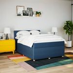 Casa si Gradina - Mobilier - Paturi si accesorii - Paturi - Pat continental cu saltea, albastru, 160x200cm, material textil - Infinity.ro