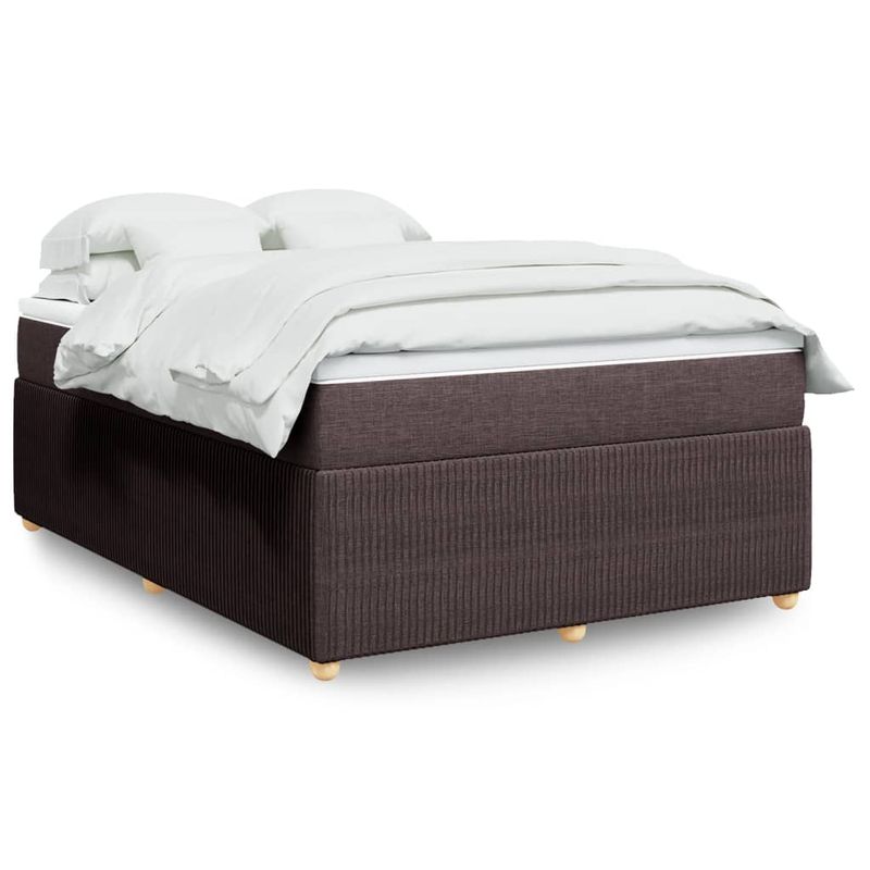 Casa si Gradina - Mobilier - Paturi si accesorii - Paturi - Pat continental cu saltea, maro inchis, 140x200 cm, textil - Infinity.ro