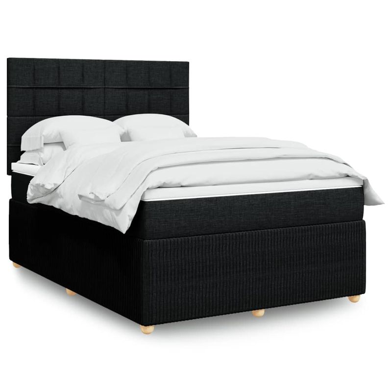 Casa si Gradina - Mobilier - Paturi si accesorii - Paturi - Pat box spring cu saltea, negru, 140x200 cm, textil - Infinity.ro