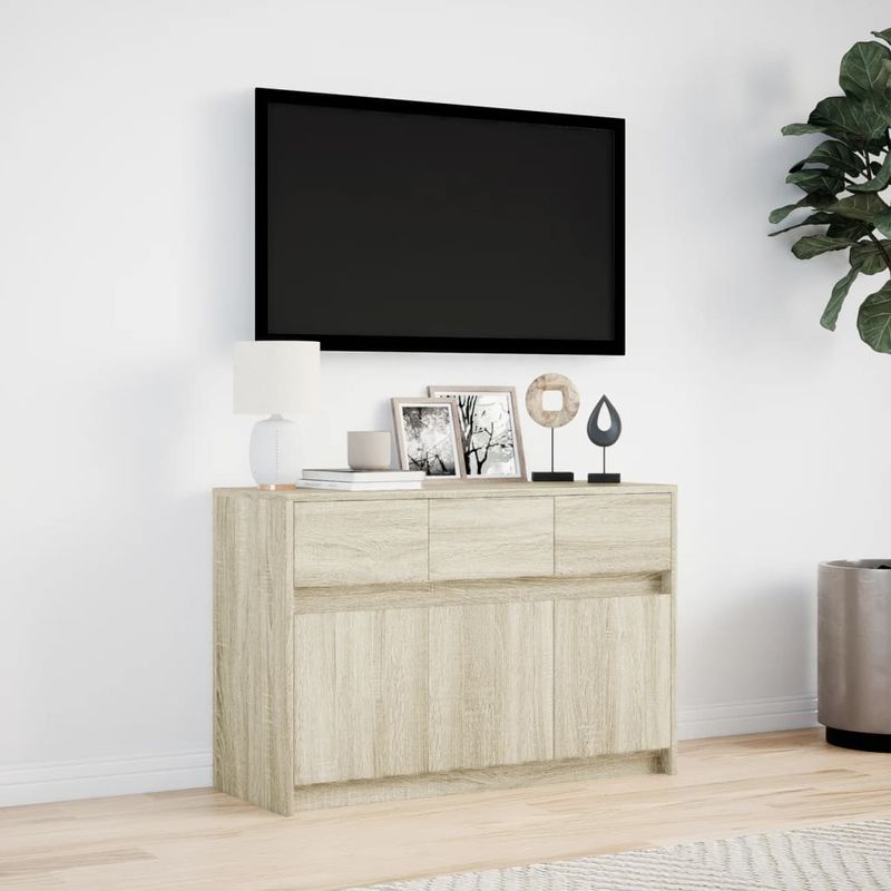 Casa si Gradina - Mobilier - Comode si corpuri - Comode - Dulap TV cu LED, stejar sonoma, 91x34x61 cm, lemn prelucrat - Infinity.ro
