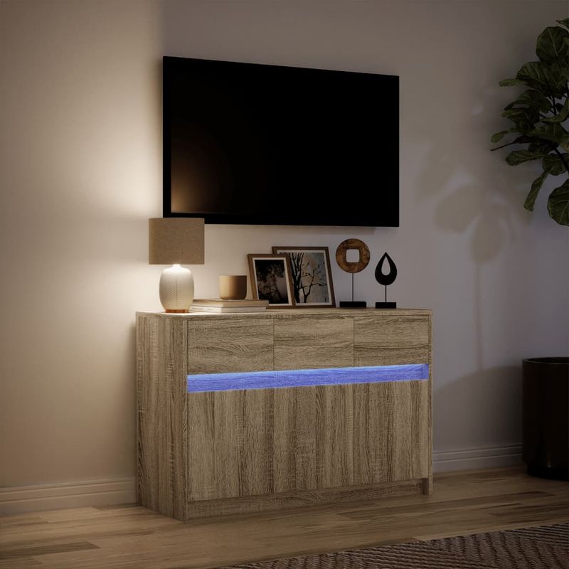Casa si Gradina - Mobilier - Comode si corpuri - Comode - Dulap TV cu LED, stejar sonoma, 91x34x61 cm, lemn prelucrat - Infinity.ro