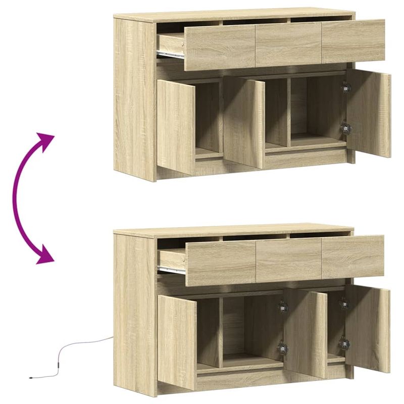 Casa si Gradina - Mobilier - Comode si corpuri - Comode - Dulap TV cu LED, stejar sonoma, 91x34x61 cm, lemn prelucrat - Infinity.ro