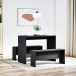 Casa si Gradina - Mobilier - Seturi de mobilier - Seturi mese si scaune - Set masa si banci de bucatarie, 3 piese, negru, lemn prelucrat - Infinity.ro
