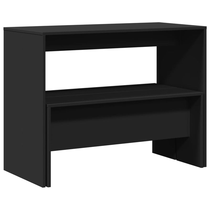 Casa si Gradina - Mobilier - Seturi de mobilier - Seturi mese si scaune - Set masa si banci de bucatarie, 3 piese, negru, lemn prelucrat - Infinity.ro