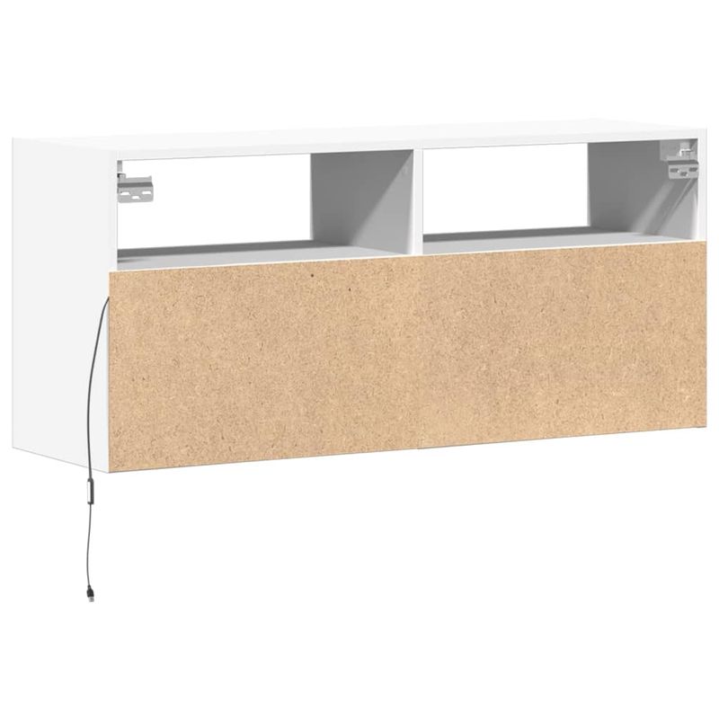 Casa si Gradina - Mobilier - Comode si corpuri - Comode - Comoda TV de perete cu lumini LED, alb, 100x31x45 cm - Infinity.ro