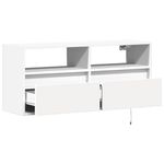 Casa si Gradina - Mobilier - Comode si corpuri - Comode - Comoda TV de perete cu lumini LED, alb, 100x31x45 cm - Infinity.ro