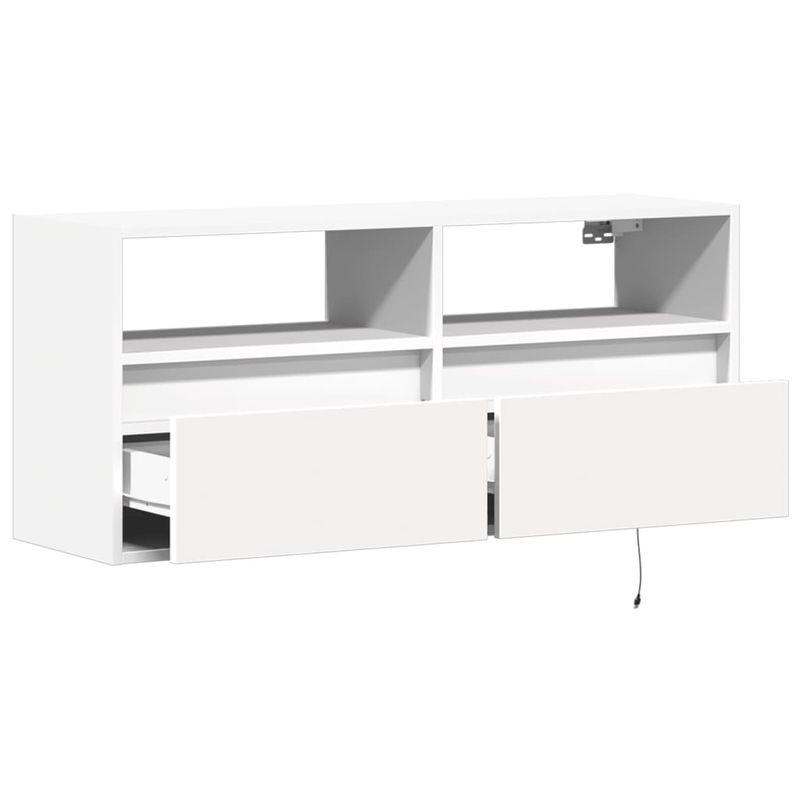 Casa si Gradina - Mobilier - Comode si corpuri - Comode - Comoda TV de perete cu lumini LED, alb, 100x31x45 cm - Infinity.ro