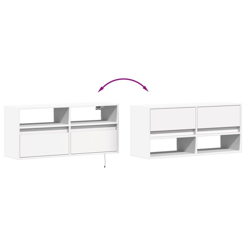 Casa si Gradina - Mobilier - Comode si corpuri - Comode - Comoda TV de perete cu lumini LED, alb, 100x31x45 cm - Infinity.ro