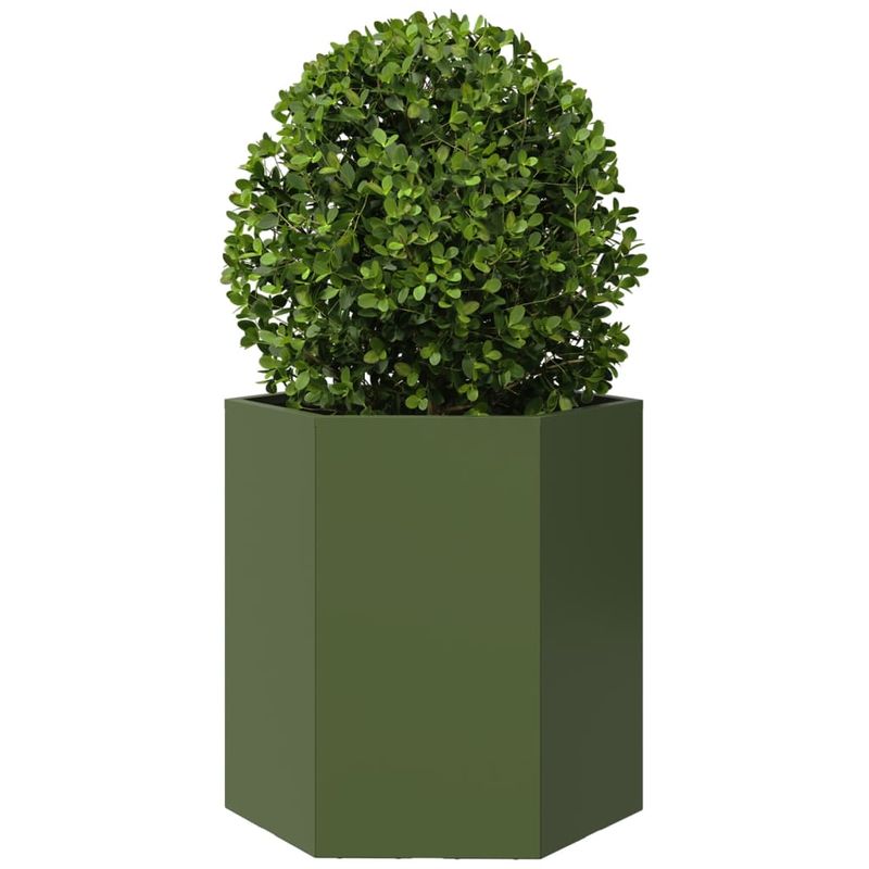 Casa si Gradina - Gradinarit si plante - Plante si ghivece - Ghivece si suporturi - Jardiniera gradina 2 buc. verde 46x40x45 cm otel hexagonala - Infinity.ro