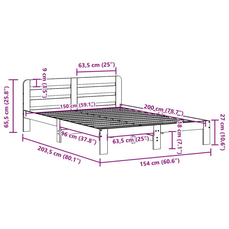Casa si Gradina - Mobilier - Paturi si accesorii - Paturi - Cadru de pat fara saltea, 150x200 cm, lemn masiv pin - Infinity.ro