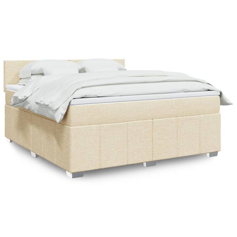 Casa si Gradina - Mobilier - Paturi si accesorii - Paturi - Pat continental cu saltea, crem, 180x200 cm, textil - Infinity.ro
