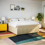 Casa si Gradina - Mobilier - Paturi si accesorii - Paturi - Pat continental cu saltea, crem, 180x200 cm, textil - Infinity.ro