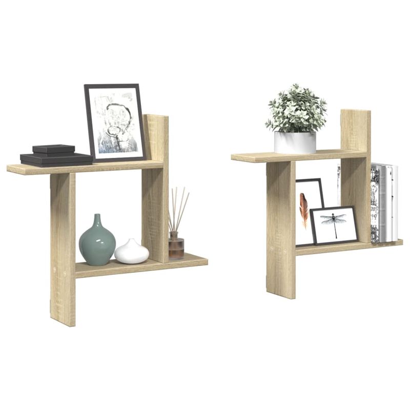 Casa si Gradina - Mobilier - Biblioteci si rafturi - Rafturi - Rafturi perete 2 buc. stejar sonoma 50x12x50 cm lemn prelucrat - Infinity.ro