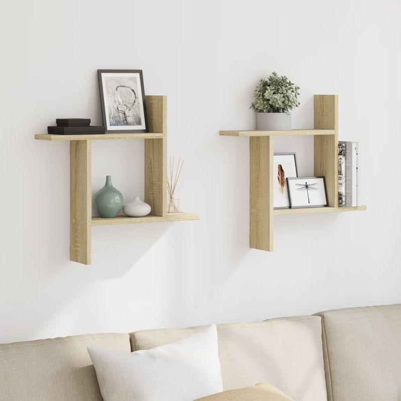 Casa si Gradina - Mobilier - Biblioteci si rafturi - Rafturi - Rafturi perete 2 buc. stejar sonoma 50x12x50 cm lemn prelucrat - Infinity.ro
