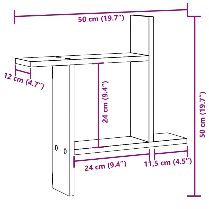 Casa si Gradina - Mobilier - Biblioteci si rafturi - Rafturi - Rafturi perete 2 buc. stejar sonoma 50x12x50 cm lemn prelucrat - Infinity.ro