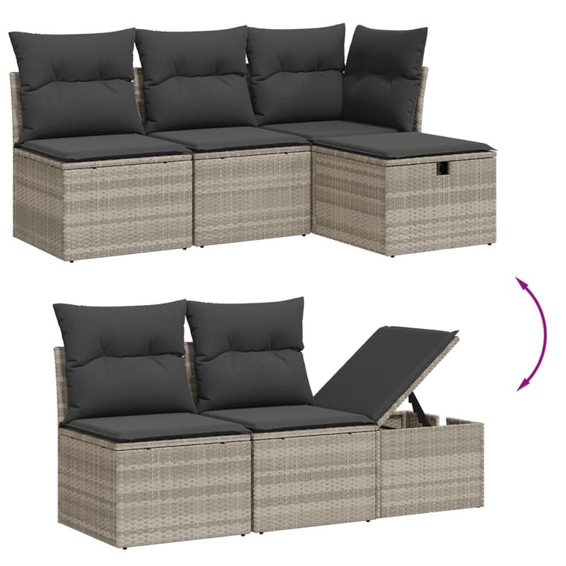 Casa si Gradina - Gradina si terasa - Mobilier exterior - Seturi mobila gradina - Set canapele de gradina cu perne, 7piese gri deschis poliratan - Infinity.ro