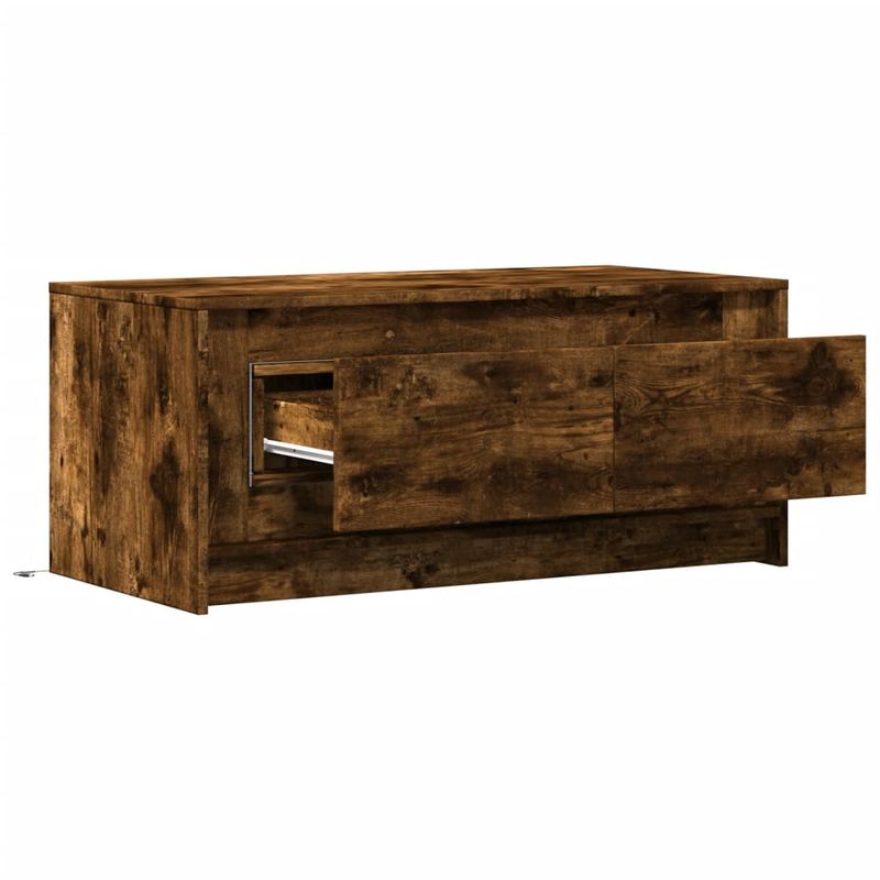 Casa si Gradina - Mobilier - Mese si birouri - Masute de cafea - Masuta de cafea cu lumini LED, stejar fumuriu, lemn prelucrat - Infinity.ro