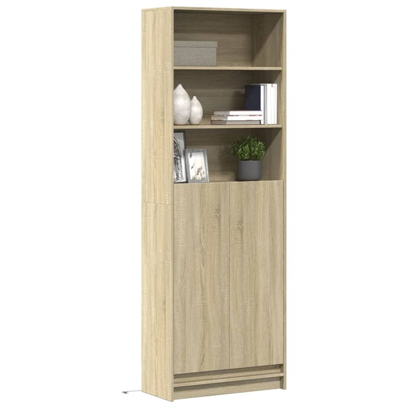 Casa si Gradina - Mobilier - Comode si corpuri - Corpuri bucatarie - Dulap inalt cu LED stejar sonoma 69x32,5x200 cm lemn prelucrat - Infinity.ro