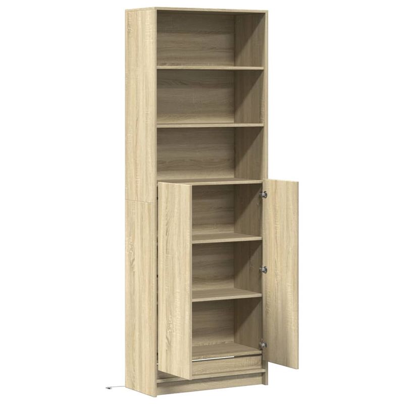 Casa si Gradina - Mobilier - Comode si corpuri - Corpuri bucatarie - Dulap inalt cu LED stejar sonoma 69x32,5x200 cm lemn prelucrat - Infinity.ro