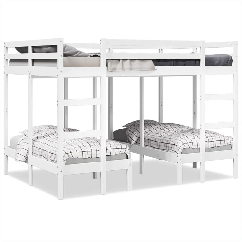 Casa si Gradina - Mobilier - Paturi si accesorii - Paturi - Pat supraetajat triplu, alb 140x200/70x140 cm lemn pin - Infinity.ro