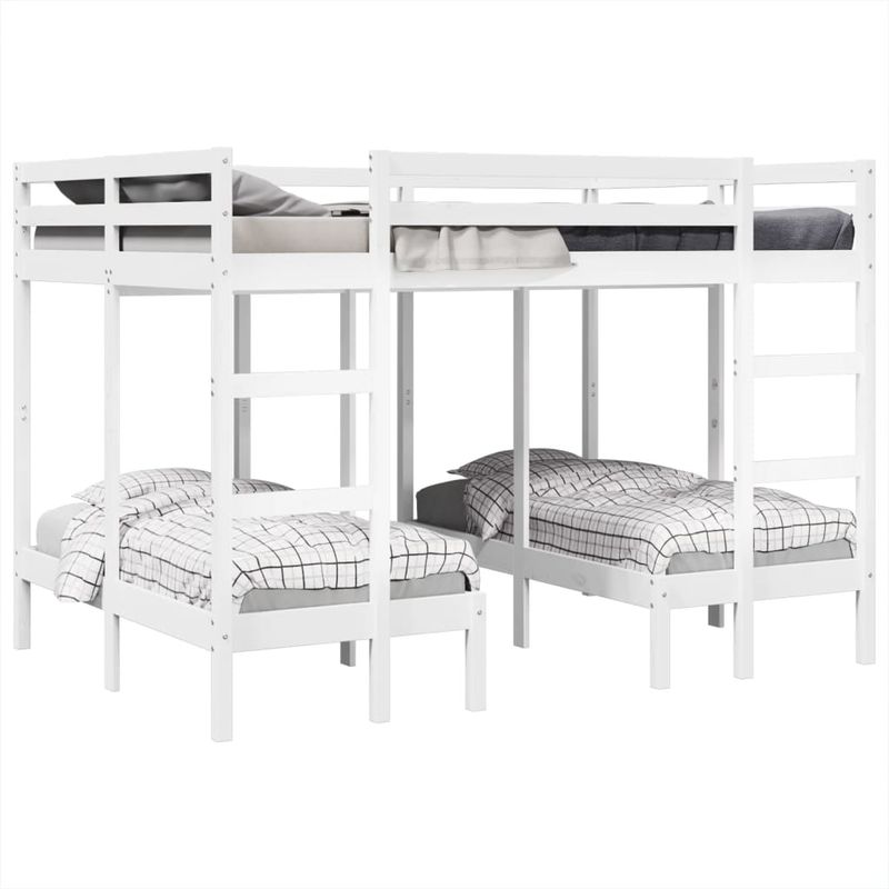 Casa si Gradina - Mobilier - Paturi si accesorii - Paturi - Pat supraetajat triplu, alb 140x200/70x140 cm lemn pin - Infinity.ro