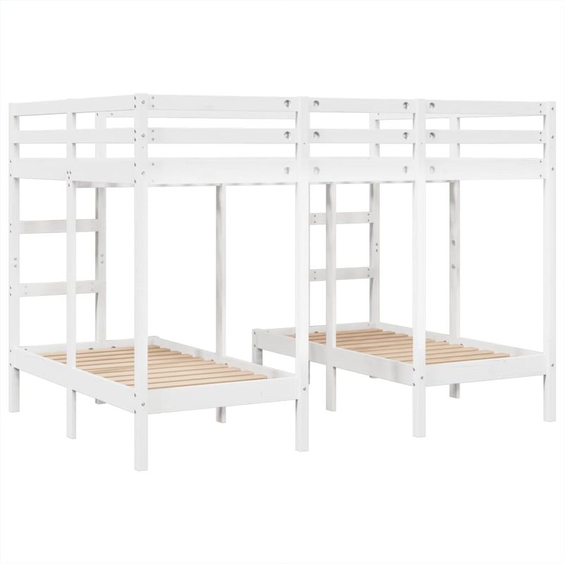 Casa si Gradina - Mobilier - Paturi si accesorii - Paturi - Pat supraetajat triplu, alb 140x200/70x140 cm lemn pin - Infinity.ro