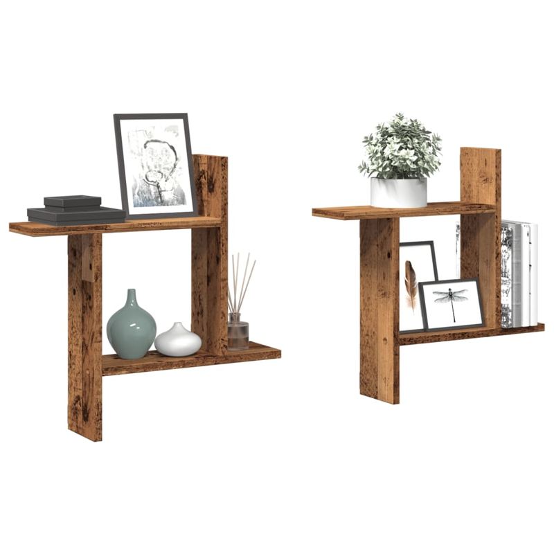 Casa si Gradina - Mobilier - Biblioteci si rafturi - Rafturi - Rafturi perete, 2 buc., lemn vechi, 50x12x50 cm, lemn prelucrat - Infinity.ro