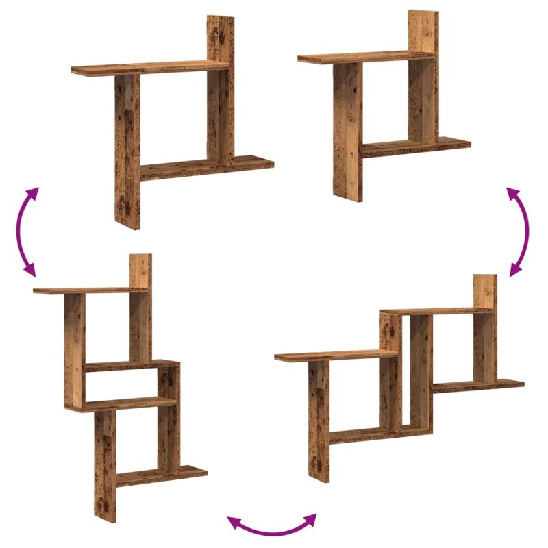 Casa si Gradina - Mobilier - Biblioteci si rafturi - Rafturi - Rafturi perete, 2 buc., lemn vechi, 50x12x50 cm, lemn prelucrat - Infinity.ro