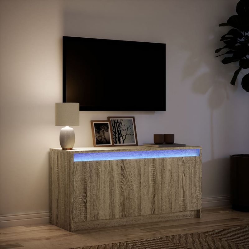 Casa si Gradina - Mobilier - Comode si corpuri - Comode - Dulap TV cu LED, stejar sonoma, 100x34x50 cm, lemn prelucrat - Infinity.ro