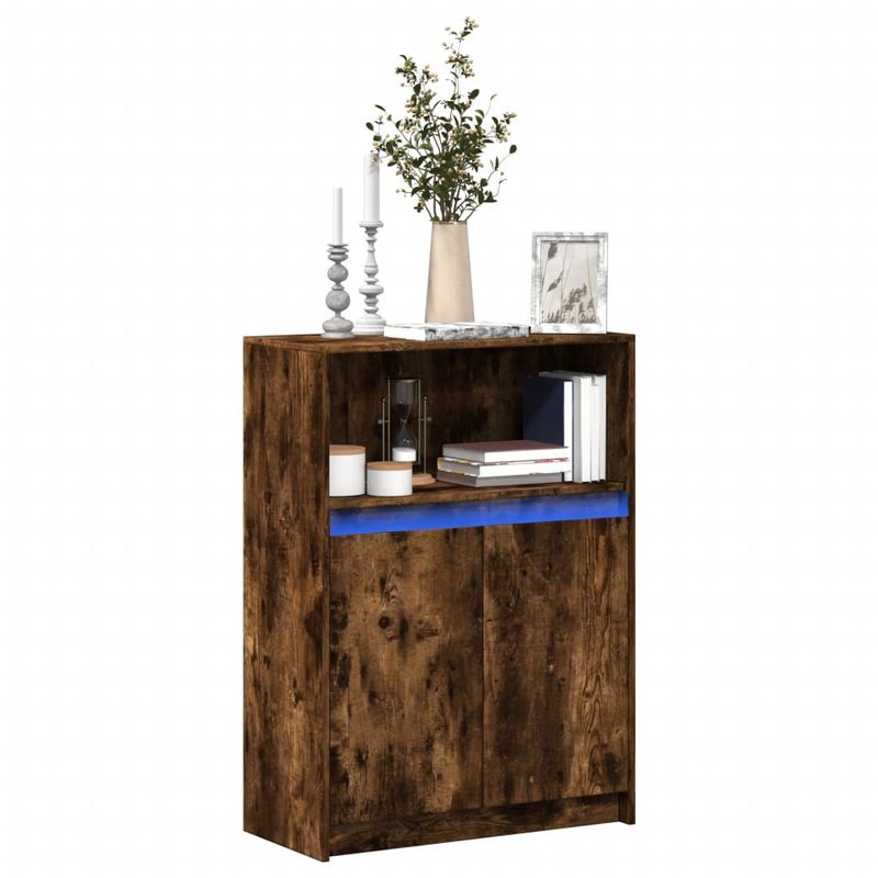 Casa si Gradina - Mobilier - Comode si corpuri - Comode - Dulap cu LED, stejar fumuriu, 72x34x100 cm, lemn prelucrat - Infinity.ro
