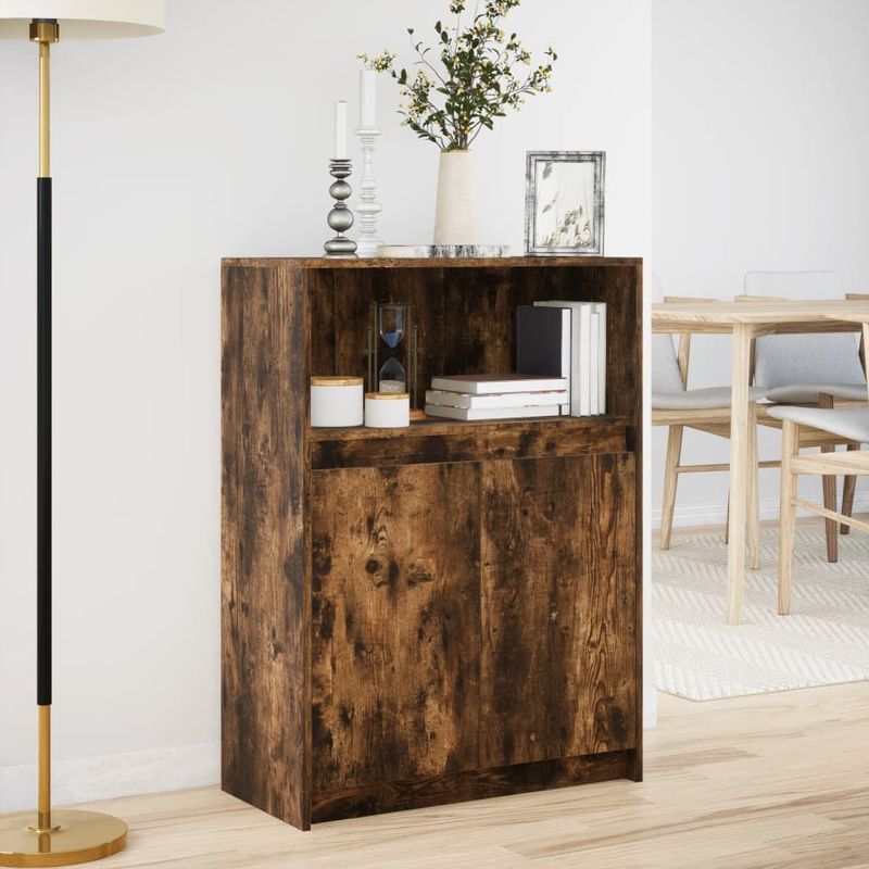 Casa si Gradina - Mobilier - Comode si corpuri - Comode - Dulap cu LED, stejar fumuriu, 72x34x100 cm, lemn prelucrat - Infinity.ro