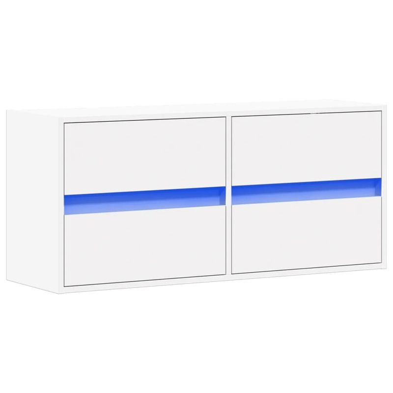 Casa si Gradina - Mobilier - Comode si corpuri - Comode - Comoda TV de perete cu lumini LED, alb, 100x31x45 cm - Infinity.ro