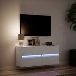 Casa si Gradina - Mobilier - Comode si corpuri - Comode - Comoda TV de perete cu lumini LED, alb, 100x31x45 cm - Infinity.ro