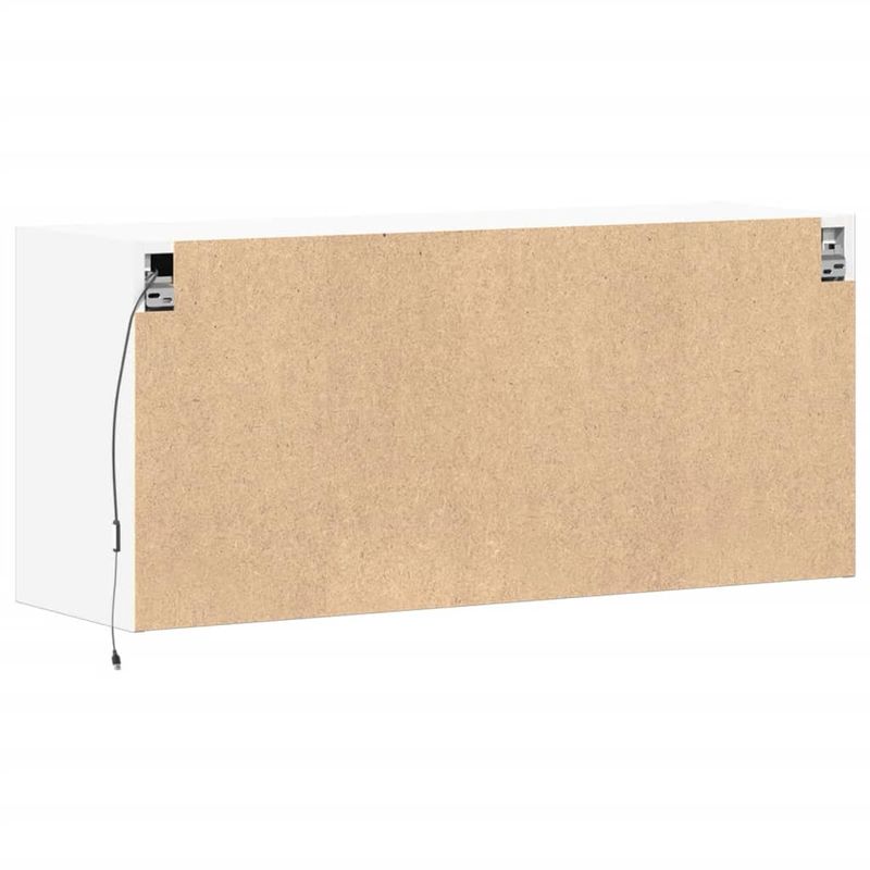 Casa si Gradina - Mobilier - Comode si corpuri - Comode - Comoda TV de perete cu lumini LED, alb, 100x31x45 cm - Infinity.ro