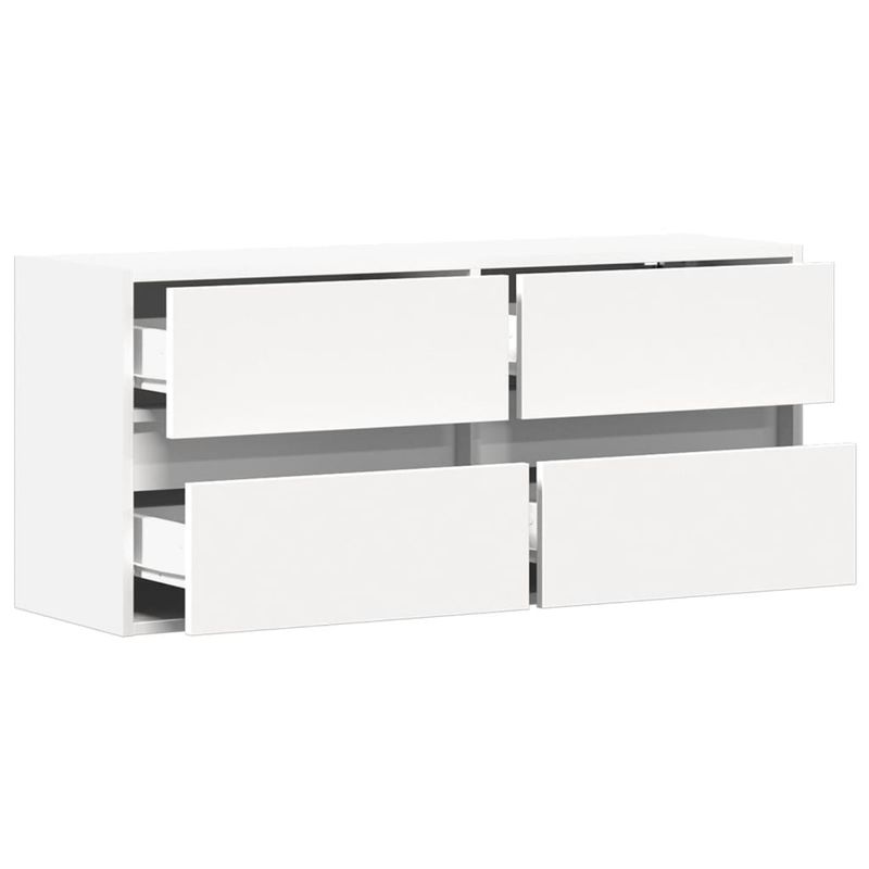 Casa si Gradina - Mobilier - Comode si corpuri - Comode - Comoda TV de perete cu lumini LED, alb, 100x31x45 cm - Infinity.ro