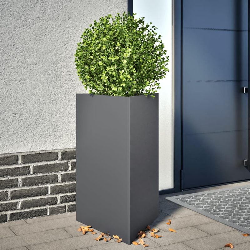 Casa si Gradina - Gradinarit si plante - Plante si ghivece - Ghivece si suporturi - Jardiniere gradina, 2 buc. antracit 50x43x75 cm otel triunghi - Infinity.ro
