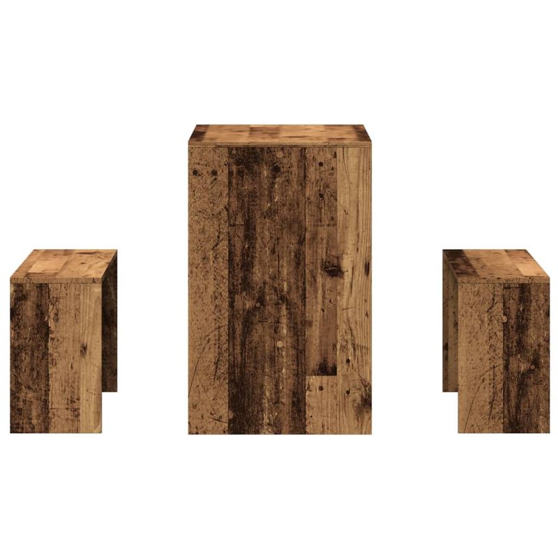Casa si Gradina - Mobilier - Seturi de mobilier - Seturi bucatarie - Set masa si banci bucatarie 3 piese lemn vechi lemn prelucrat - Infinity.ro