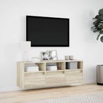 Casa si Gradina - Mobilier - Comode si corpuri - Comode - Comoda TV de perete cu lumini LED, stejar sonoma, 130x31x45 cm - Infinity.ro