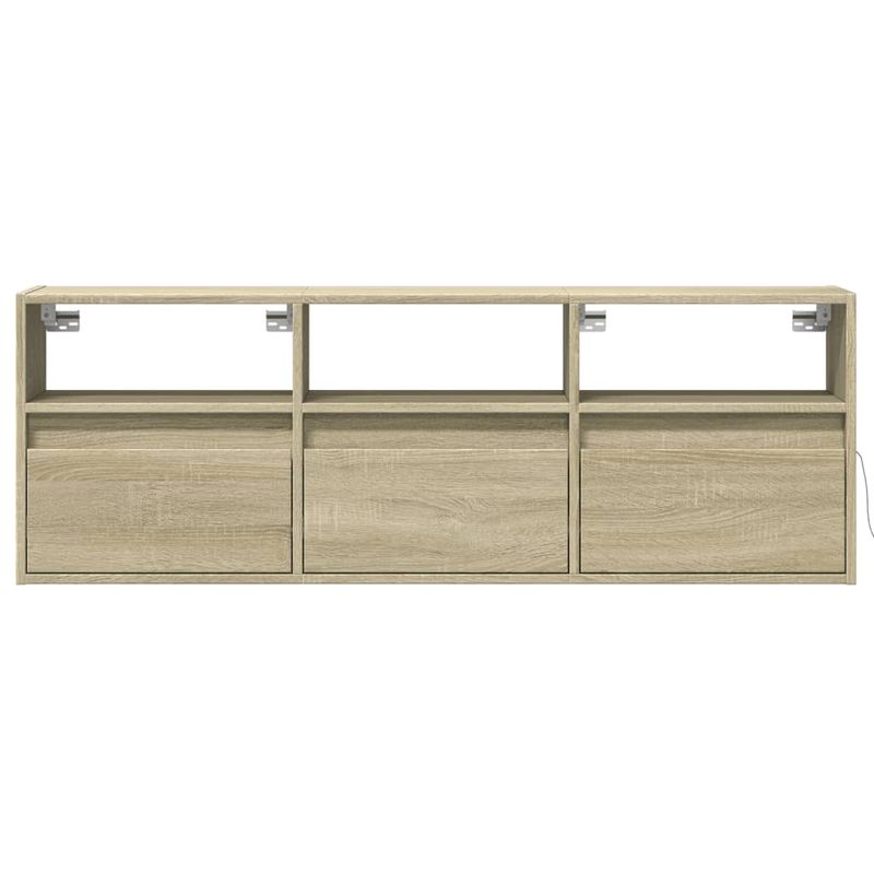 Casa si Gradina - Mobilier - Comode si corpuri - Comode - Comoda TV de perete cu lumini LED, stejar sonoma, 130x31x45 cm - Infinity.ro